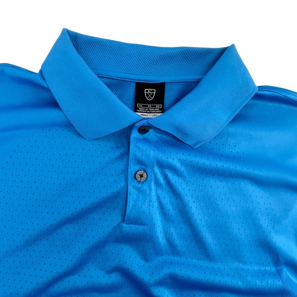 Nike Fit Dry Polo Shirt Mens XL‎ Blue Mesh Panels Sport Golfcore Performance